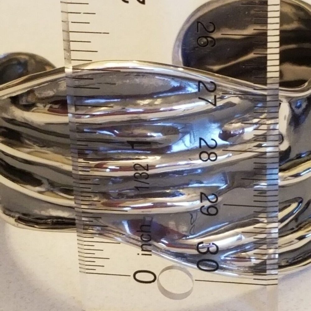 Solid Sterling Silver Oxidized Cascading Waves Wi… - image 5